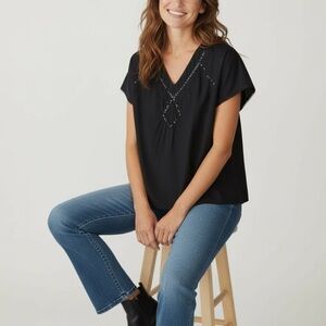 Vintage Adobe Rose Sequin Beaded Dolman Sleeve Top Medium